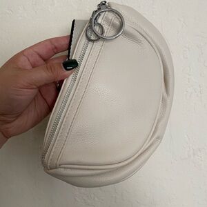 White Belt Bag Crossbody Minimalist Vegan Leather Adjustable Strap